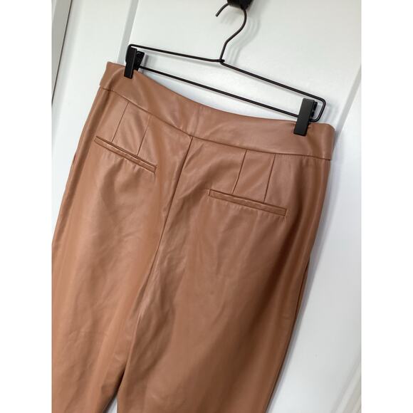 Express Women's Faux Leather Pleated Super High Rise Ankle Pants Brown Size 14R - Picture 6 of 12